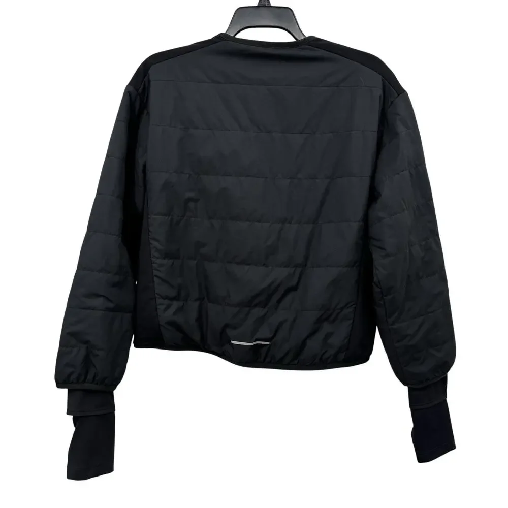 Nike THERMA-FIT Gray Black Quilted Full Zip Jacket Thumbholes Womens XS